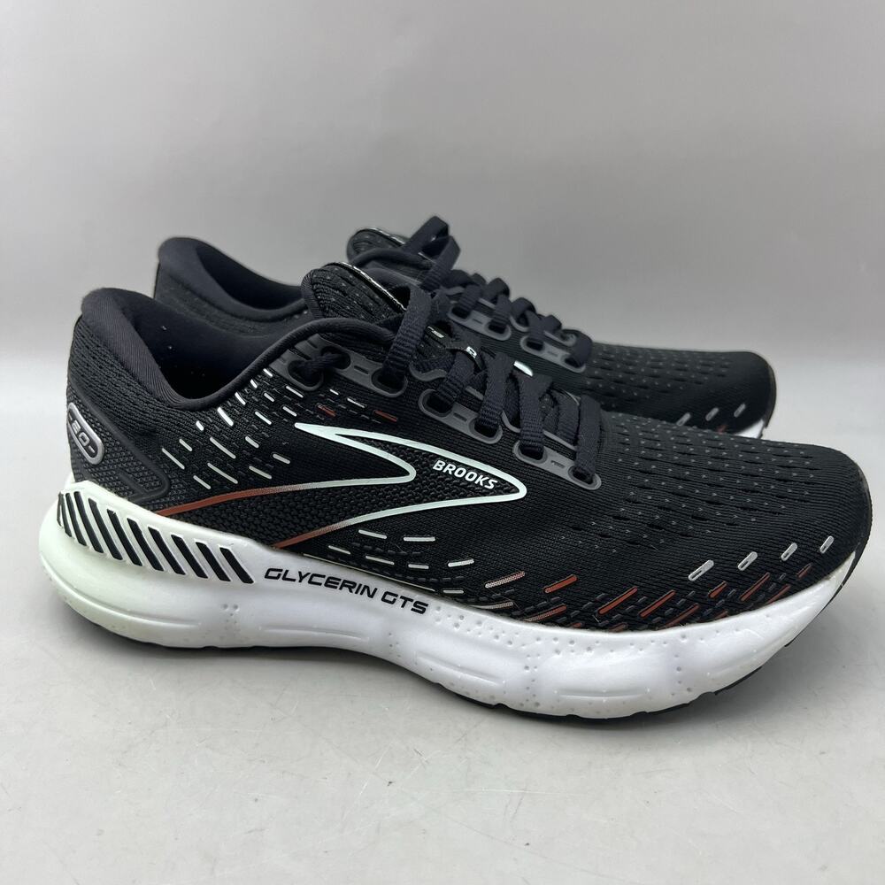 Brooks Glycerin GTS 20 Running Shoes Women Size 6 B Black Mesh Comfort Sneakers